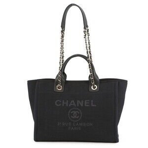 CHANEL Deauville Coco Mark Small Tote Bag AS3257 2-Way Black
